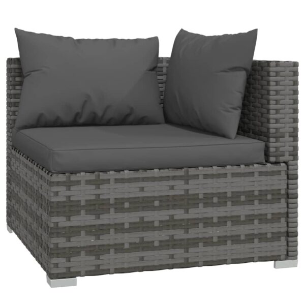 12-delige Loungeset met kussens poly rattan grijs - Afbeelding 3