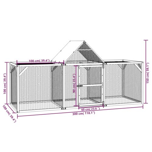 Kippenhok 300x100x150 cm geïmpregneerd massief grenenhout - Afbeelding 6