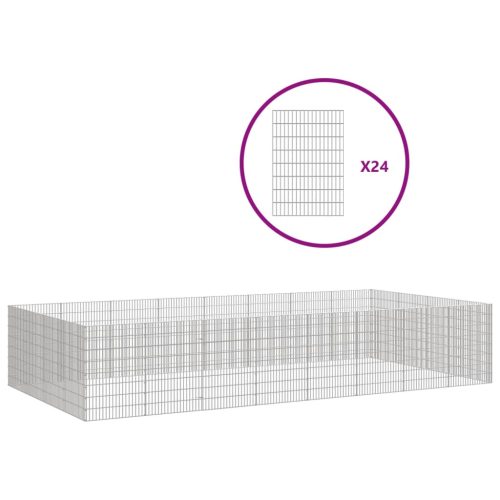 Dierenverblijf 24 panelen 54x80 cm gegalvaniseerd ijzer - Afbeelding 2