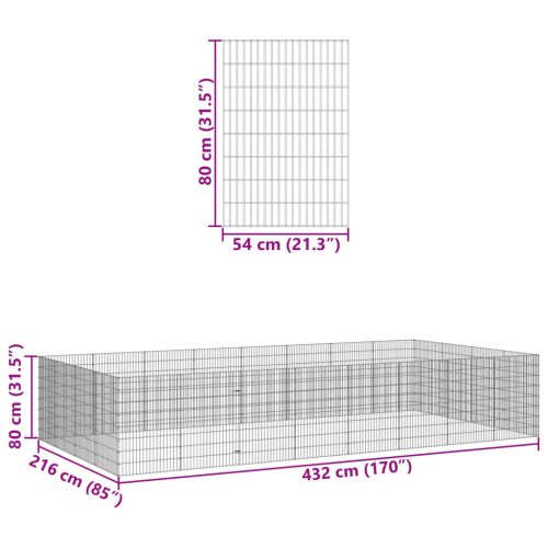 Dierenverblijf 24 panelen 54x80 cm gegalvaniseerd ijzer - Afbeelding 7