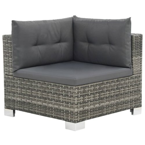 10-delige Loungeset met kussens poly rattan grijs - Afbeelding 2