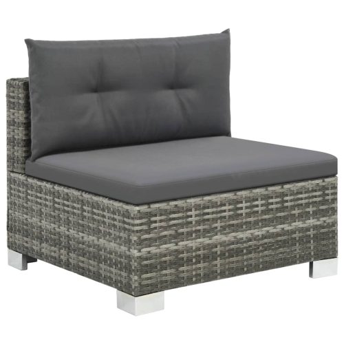 10-delige Loungeset met kussens poly rattan grijs - Afbeelding 3