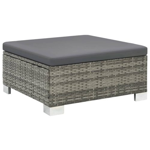 10-delige Loungeset met kussens poly rattan grijs - Afbeelding 4