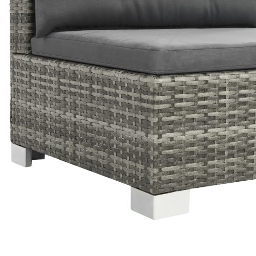 10-delige Loungeset met kussens poly rattan grijs - Afbeelding 5