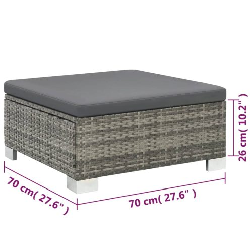 10-delige Loungeset met kussens poly rattan grijs - Afbeelding 9