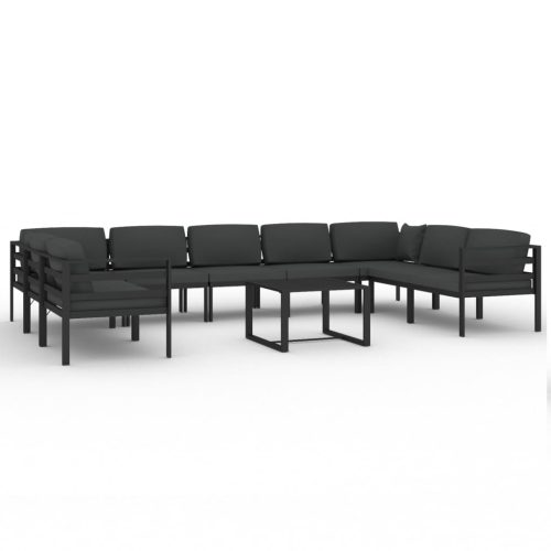 10-delige Loungeset met kussens aluminium antracietkleurig - Afbeelding 2