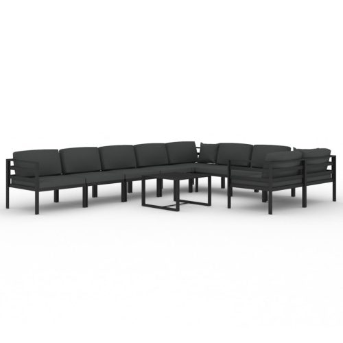 10-delige Loungeset met kussens aluminium antracietkleurig - Afbeelding 2