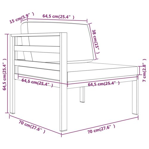 10-delige Loungeset met kussens aluminium antracietkleurig - Afbeelding 11