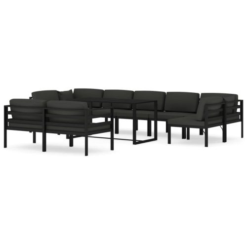 10-delige Loungeset met kussens aluminium antracietkleurig - Afbeelding 2