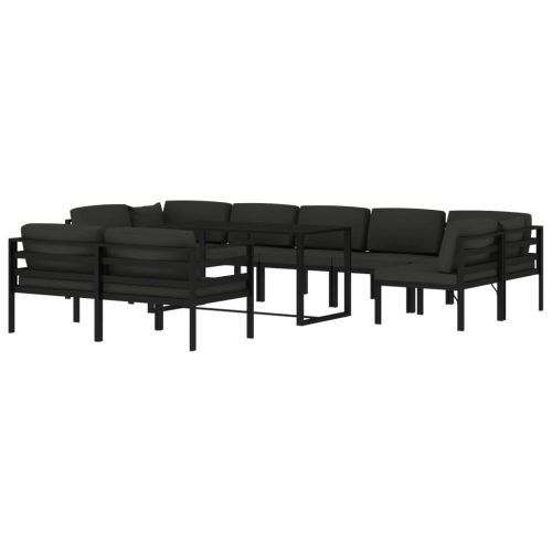 10-delige Loungeset met kussens aluminium antracietkleurig - Afbeelding 3