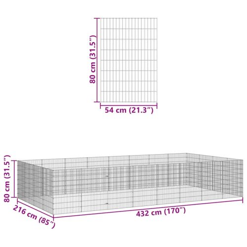 Dierenverblijf 24 panelen 54x80 cm gegalvaniseerd ijzer - Afbeelding 8