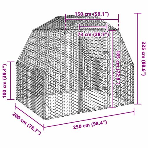 Kippenren 2,5x2x2,25 m gegalvaniseerd staal - Afbeelding 8