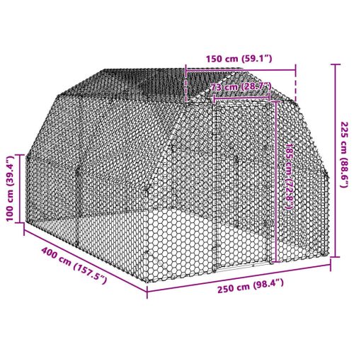 Kippenren 2,5x4x2,25 m gegalvaniseerd staal - Afbeelding 8