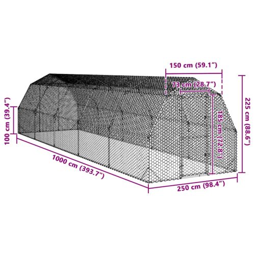 Kippenren 2,5x10x2,25 m gegalvaniseerd staal - Afbeelding 8