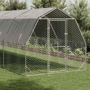 Kippenren met dak 2,5x10x2,25 m gegalvaniseerd staal