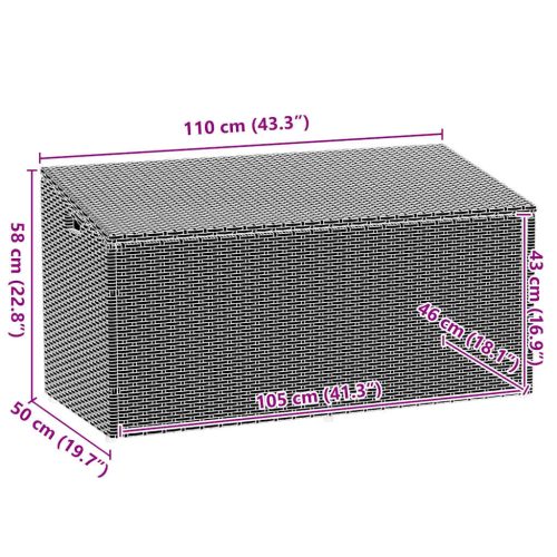 Tuinbox 110x50x58 cm poly rattan zwart - Afbeelding 10