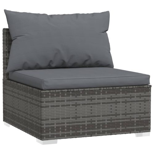 12-delige Loungeset met kussens poly rattan grijs - Afbeelding 3