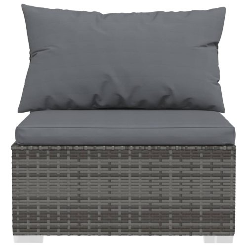 12-delige Loungeset met kussens poly rattan grijs - Afbeelding 4