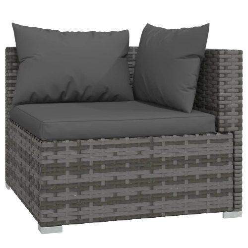 12-delige Loungeset met kussens poly rattan grijs - Afbeelding 5