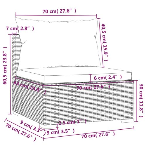 12-delige Loungeset met kussens poly rattan grijs - Afbeelding 10