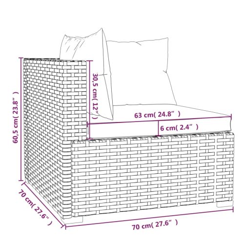 12-delige Loungeset met kussens poly rattan grijs - Afbeelding 11