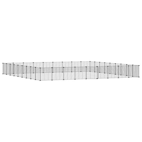 Huisdierenkooi met deur 36 panelen 35x35 cm staal zwart - Afbeelding 2