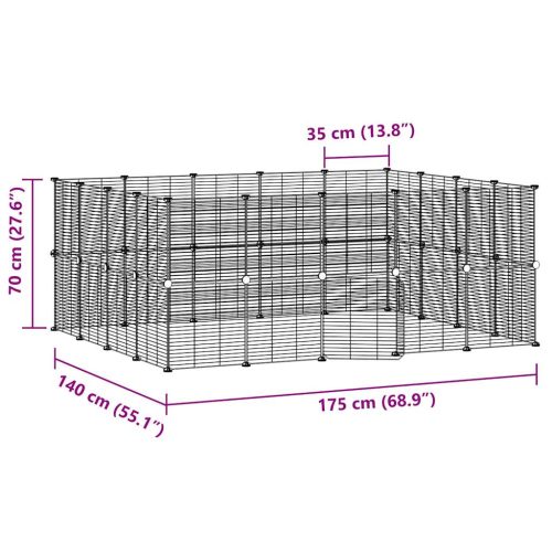 Huisdierenkooi met deur 36 panelen 35x35 cm staal zwart - Afbeelding 4