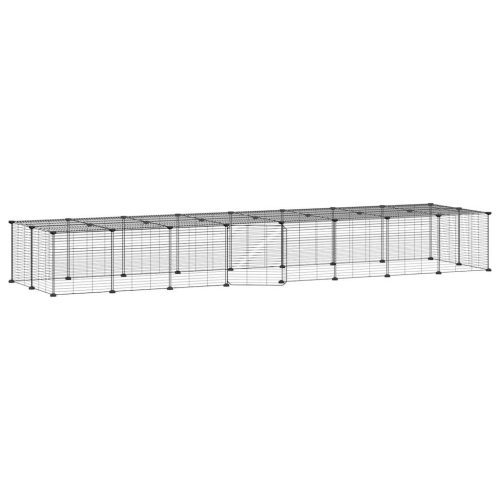 Huisdierenkooi met deur 36 panelen 35x35 cm staal zwart - Afbeelding 2