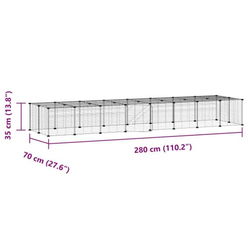 Huisdierenkooi met deur 36 panelen 35x35 cm staal zwart - Afbeelding 4