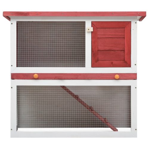Konijnenhok voor buiten met 1 deur hout rood - Afbeelding 3