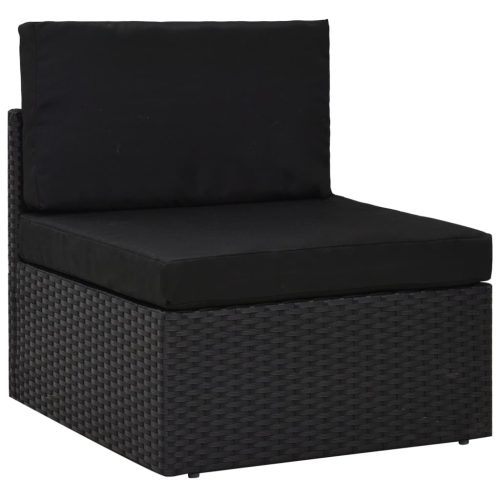 14-delige Loungeset met kussens poly rattan zwart - Afbeelding 2