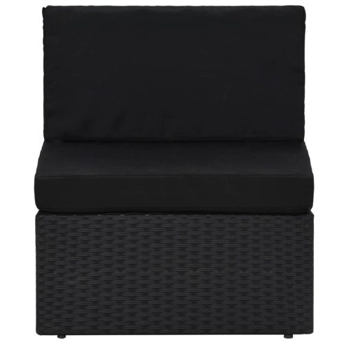 14-delige Loungeset met kussens poly rattan zwart - Afbeelding 3