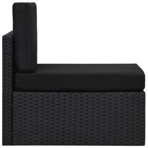 14-delige Loungeset met kussens poly rattan zwart - Afbeelding 4