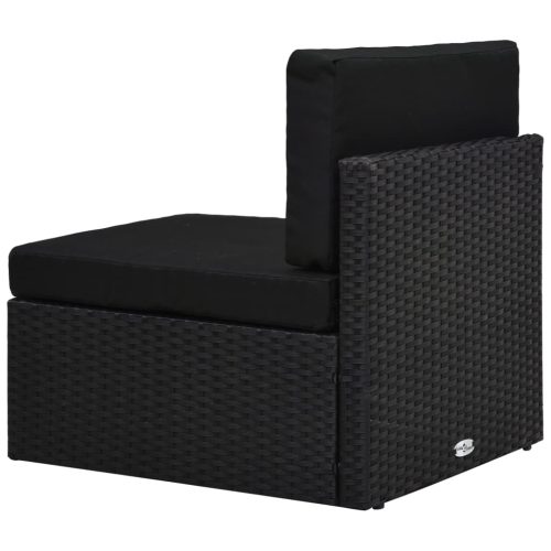 14-delige Loungeset met kussens poly rattan zwart - Afbeelding 5