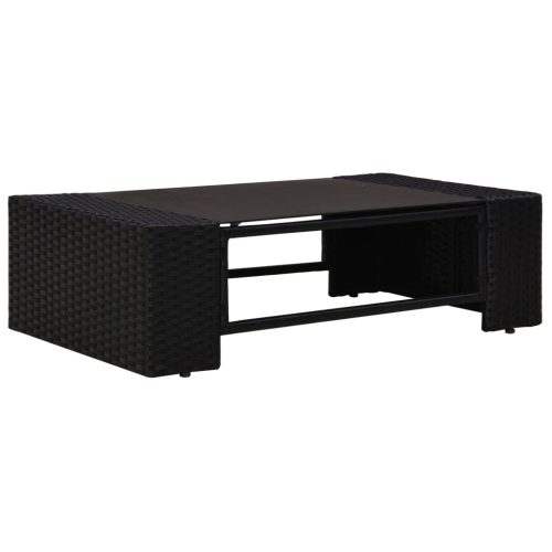 14-delige Loungeset met kussens poly rattan zwart - Afbeelding 6