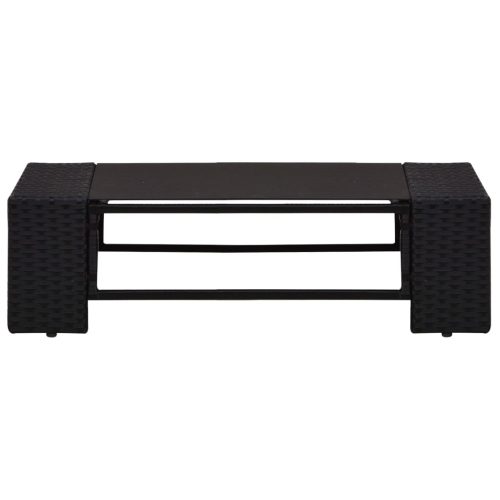 14-delige Loungeset met kussens poly rattan zwart - Afbeelding 7
