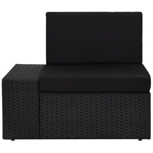 14-delige Loungeset met kussens poly rattan zwart - Afbeelding 8