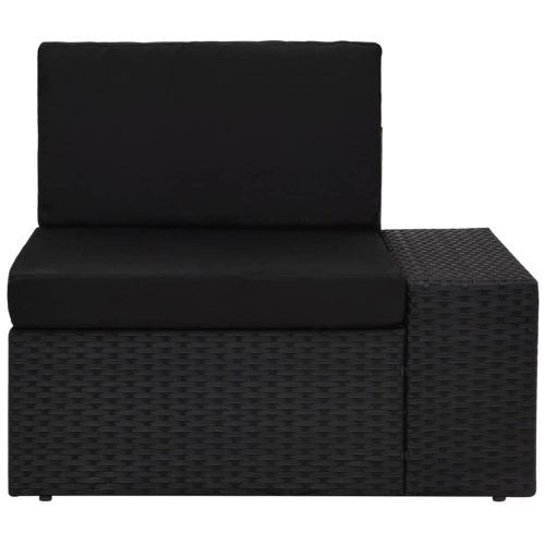 14-delige Loungeset met kussens poly rattan zwart - Afbeelding 9