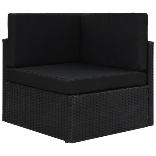 14-delige Loungeset met kussens poly rattan zwart - Afbeelding 10