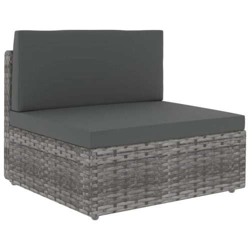 14-delige Loungeset met kussens poly rattan grijs - Afbeelding 2