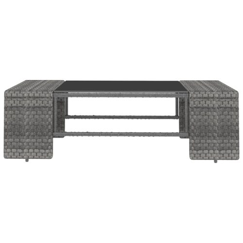 14-delige Loungeset met kussens poly rattan grijs - Afbeelding 11