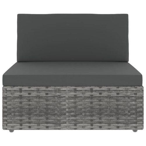 14-delige Loungeset met kussens poly rattan grijs - Afbeelding 3