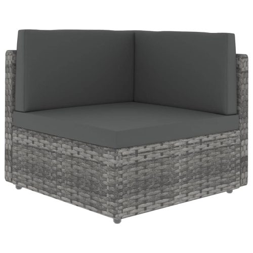 14-delige Loungeset met kussens poly rattan grijs - Afbeelding 4