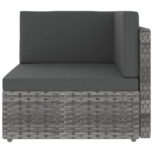 14-delige Loungeset met kussens poly rattan grijs - Afbeelding 5