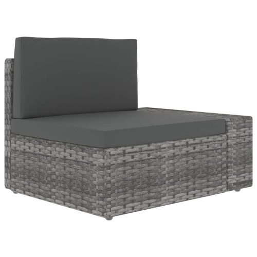14-delige Loungeset met kussens poly rattan grijs - Afbeelding 6