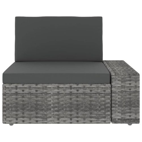 14-delige Loungeset met kussens poly rattan grijs - Afbeelding 7