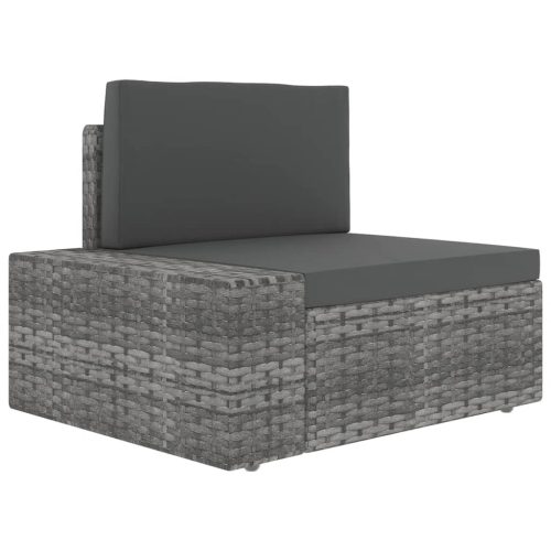 14-delige Loungeset met kussens poly rattan grijs - Afbeelding 8
