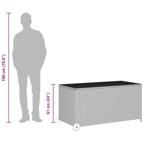 Tuinbox 120x65x61 cm poly rattan lichtgrijs - Afbeelding 10
