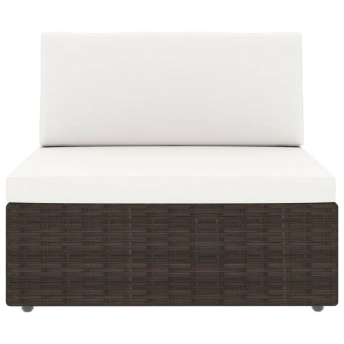 14-delige Loungeset met kussens poly rattan bruin - Afbeelding 3