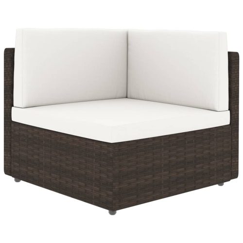14-delige Loungeset met kussens poly rattan bruin - Afbeelding 4
